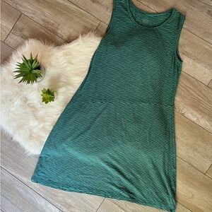CARVE DESIGNS | Blue Striped Midi Asymmetrical Dress (XL)